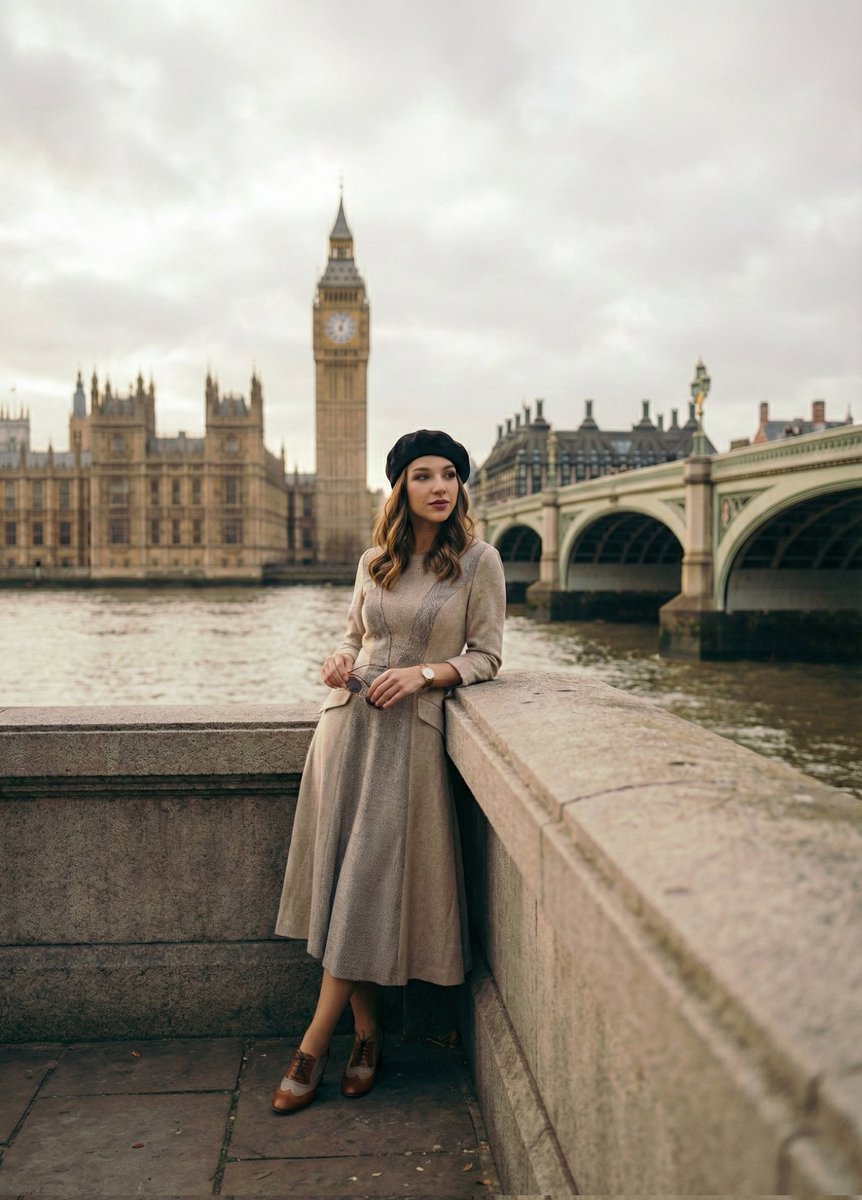 Cinematic Portrait beside the Thames River in London 1
