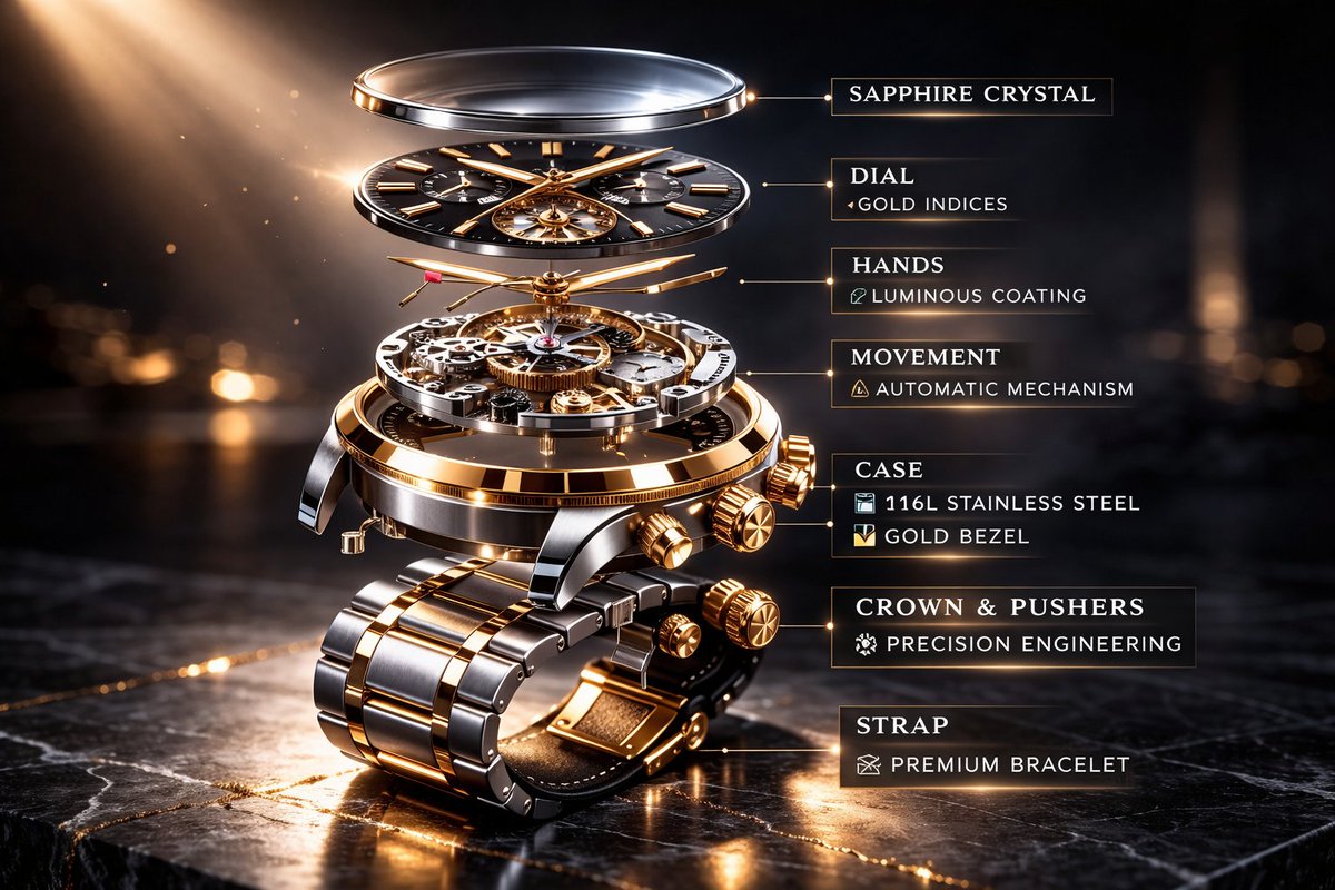 Luxury Mechanical Watch Commercial Photography Prompt 1