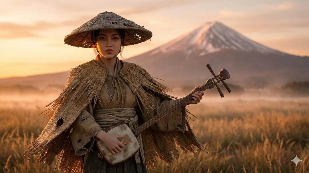 Ultra-Realistic Ronin Musician Portrait at Sunset 1