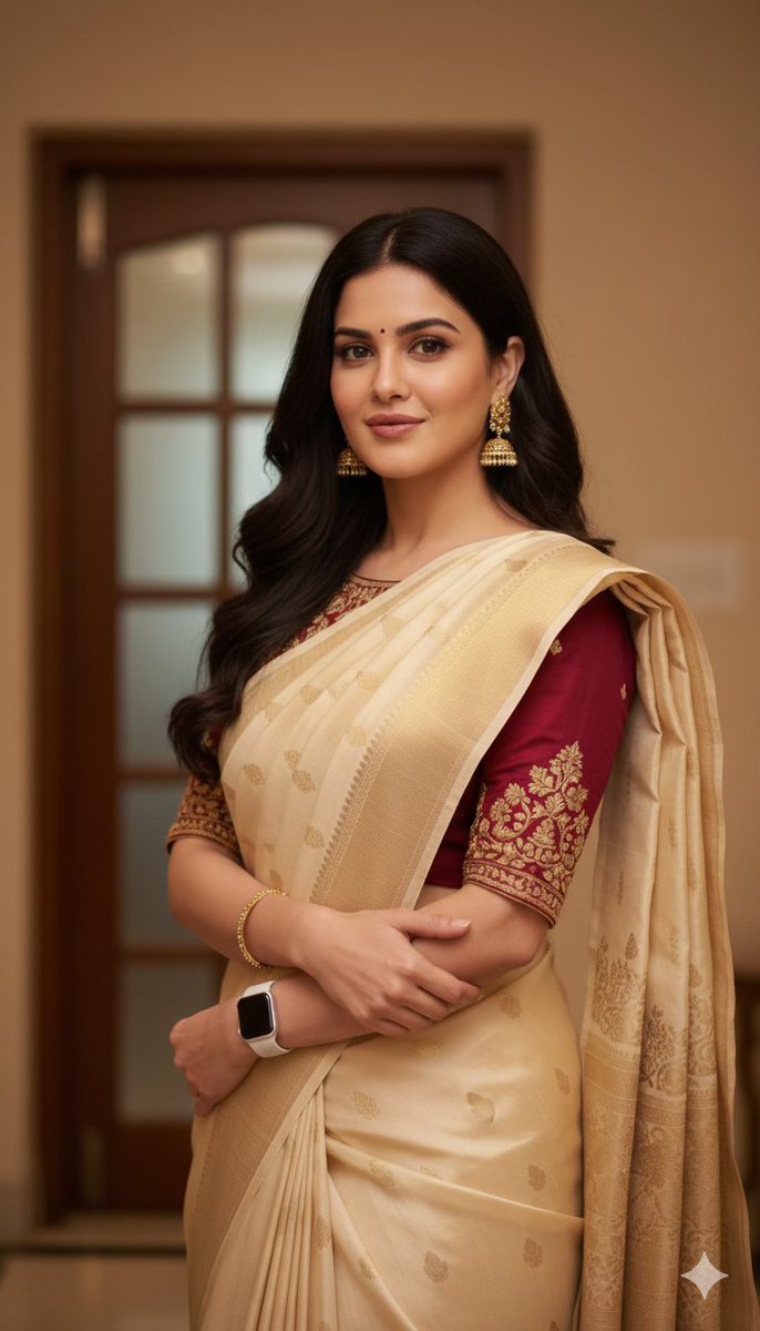 8K RAW Portrait of Woman in Saree with Apple Watch 2