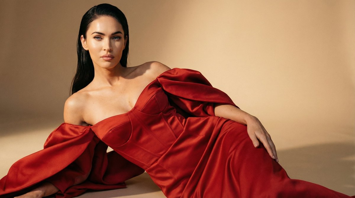 Cinematic Studio Portrait in Red Gown 3
