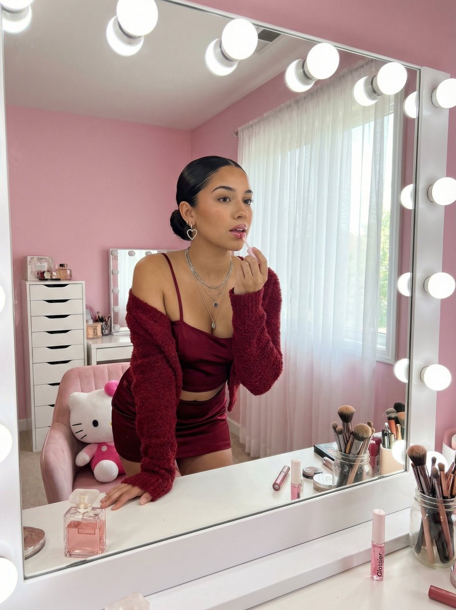 Coquette Aesthetic Vanity Selfie Prompt 1
