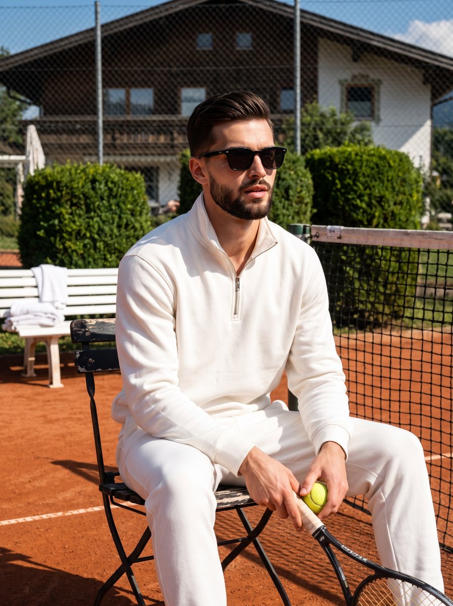Athletic Man Tennis Court Editorial