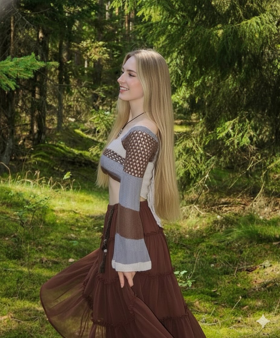 Boho Editorial Portrait in Pine Forest 1