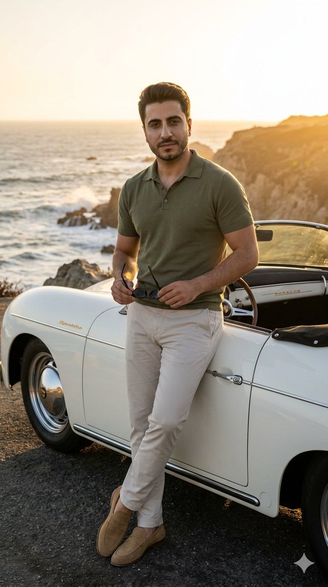 Coastal Road Portrait with Vintage Porsche 2