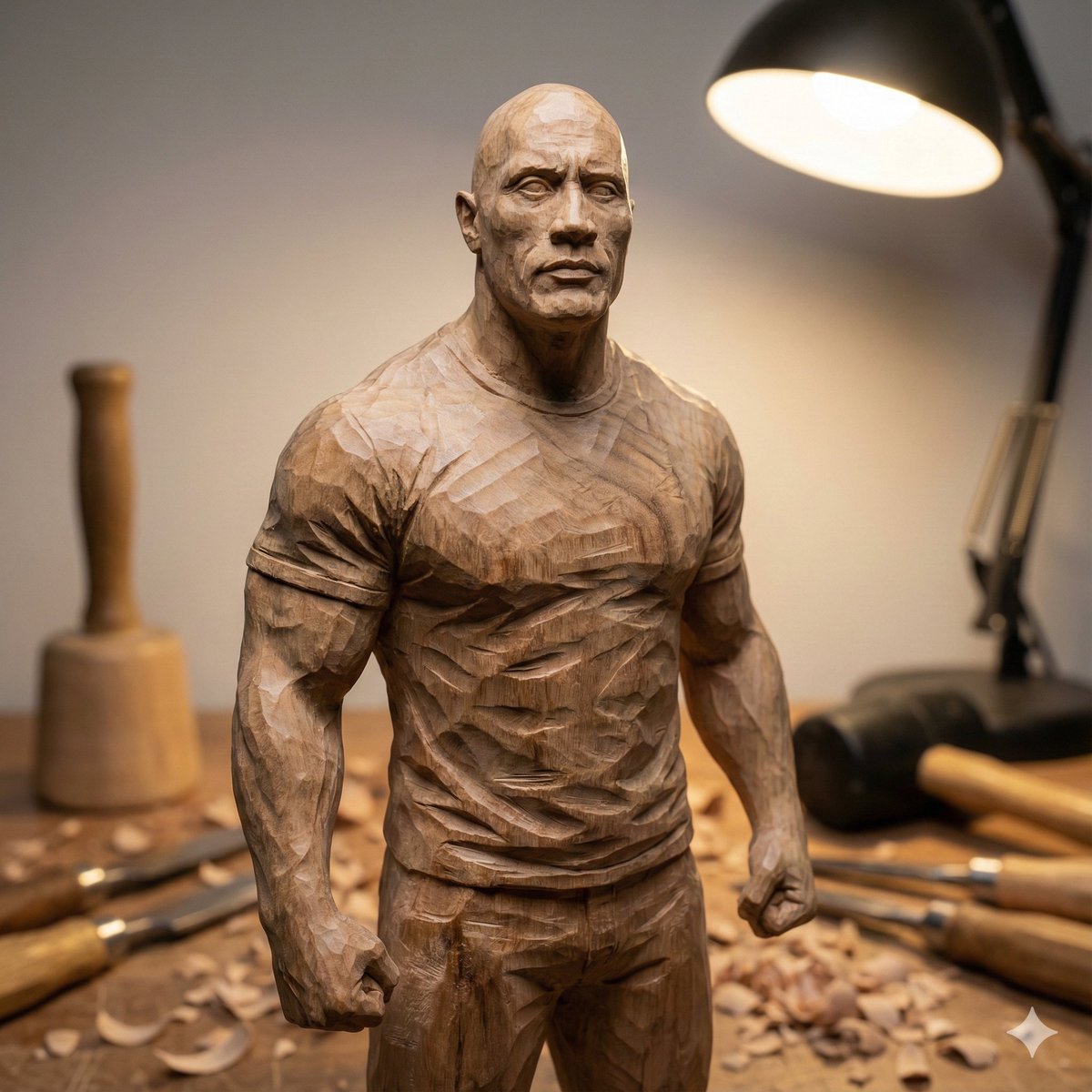 Hand-carved wooden miniature figure prompt 3