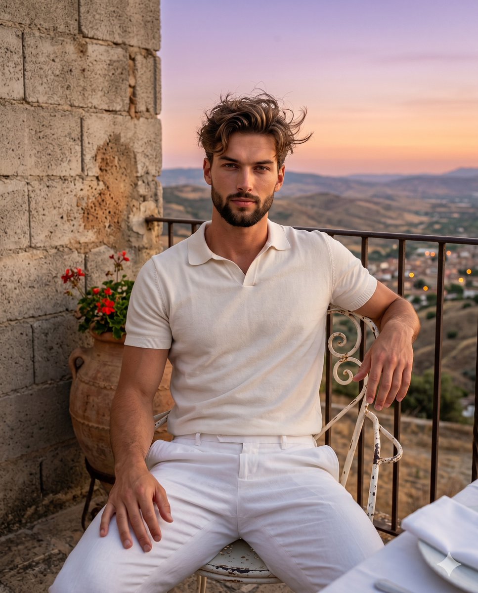 Mediterranean Twilight Terrace Portrait 1