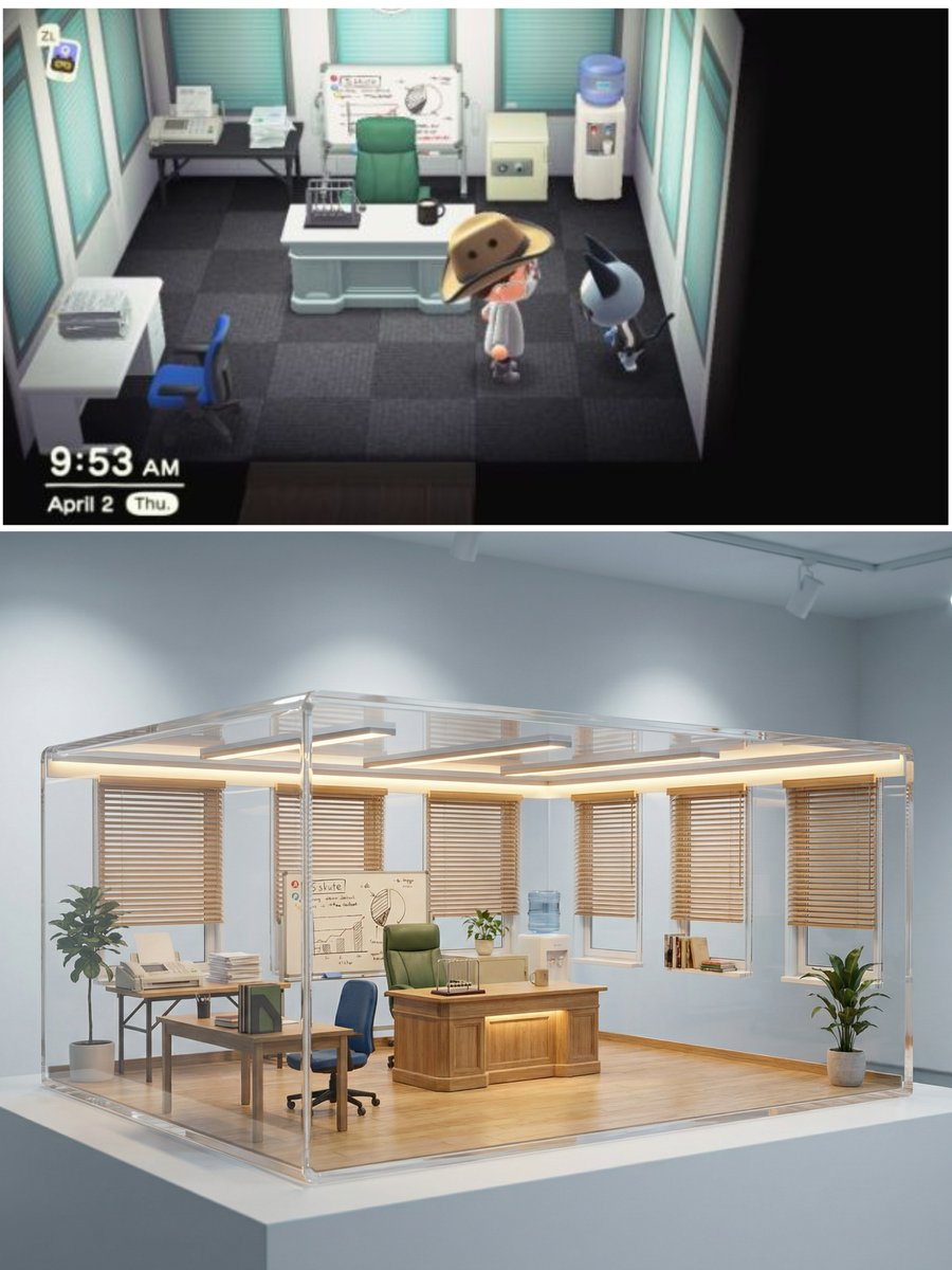 Realistic Interior to Transparent Miniature Diorama Prompt 2