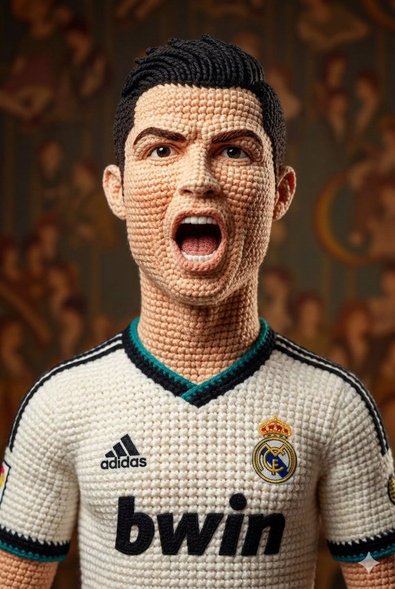Hyper-Detailed Crocheted Portrait of a Legend 4