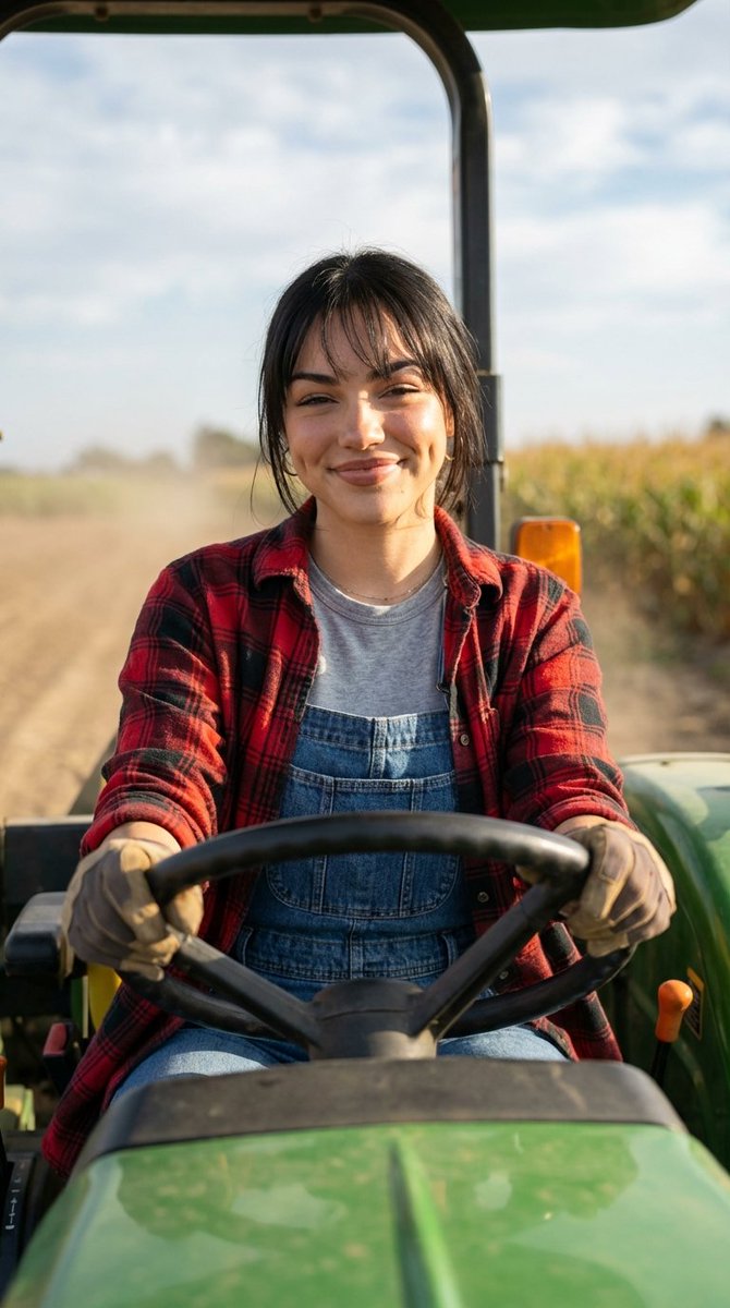 Detailed Character Prompt: Young Woman Driving a Tractor 1