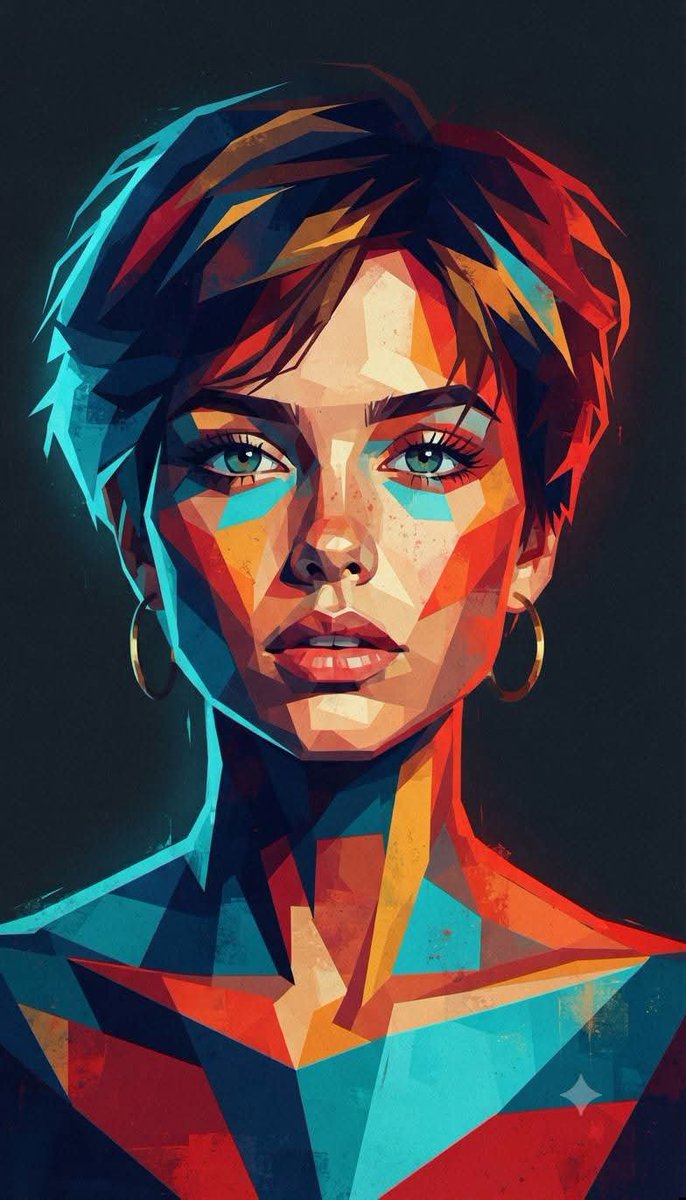 Geometric Cubist Portrait Illustration 2