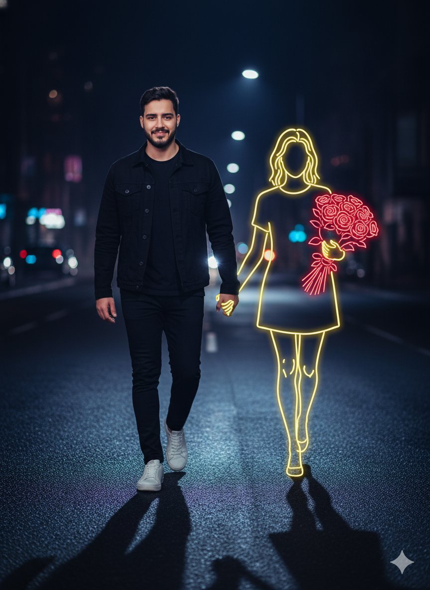 Cinematic Night Portrait with Neon Silhouette 1