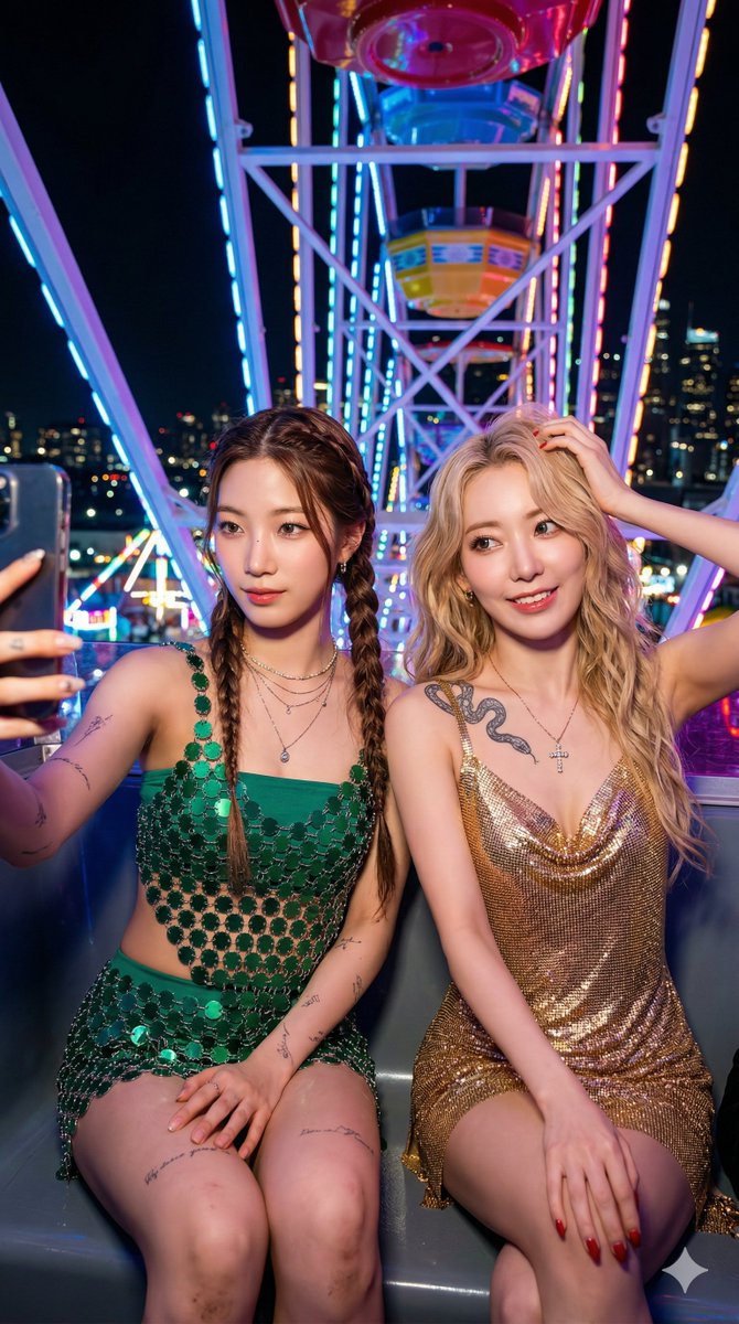 Photorealistic Night Selfie on a Ferris Wheel 2