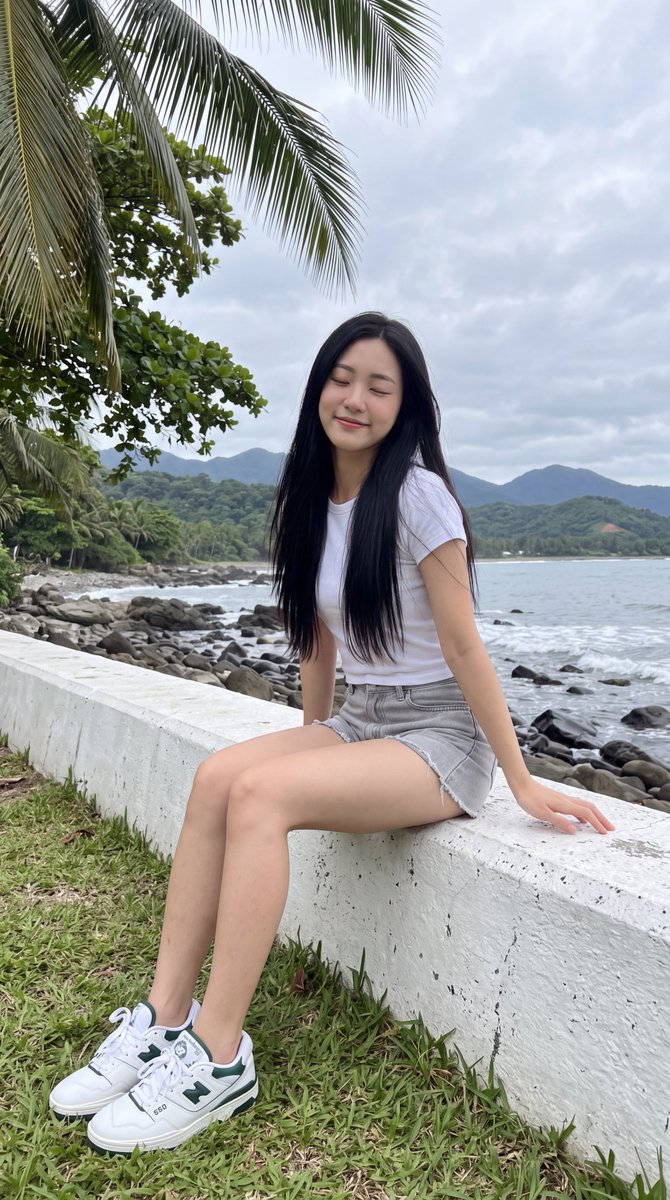 East Asian Woman on Seawall 1