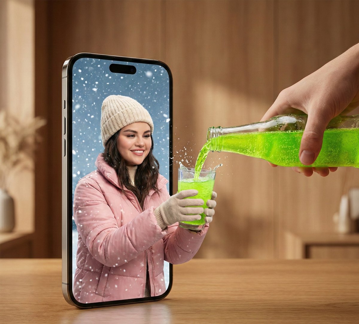 Surreal Smartphone Portal with Frozen Liquid Splash 2