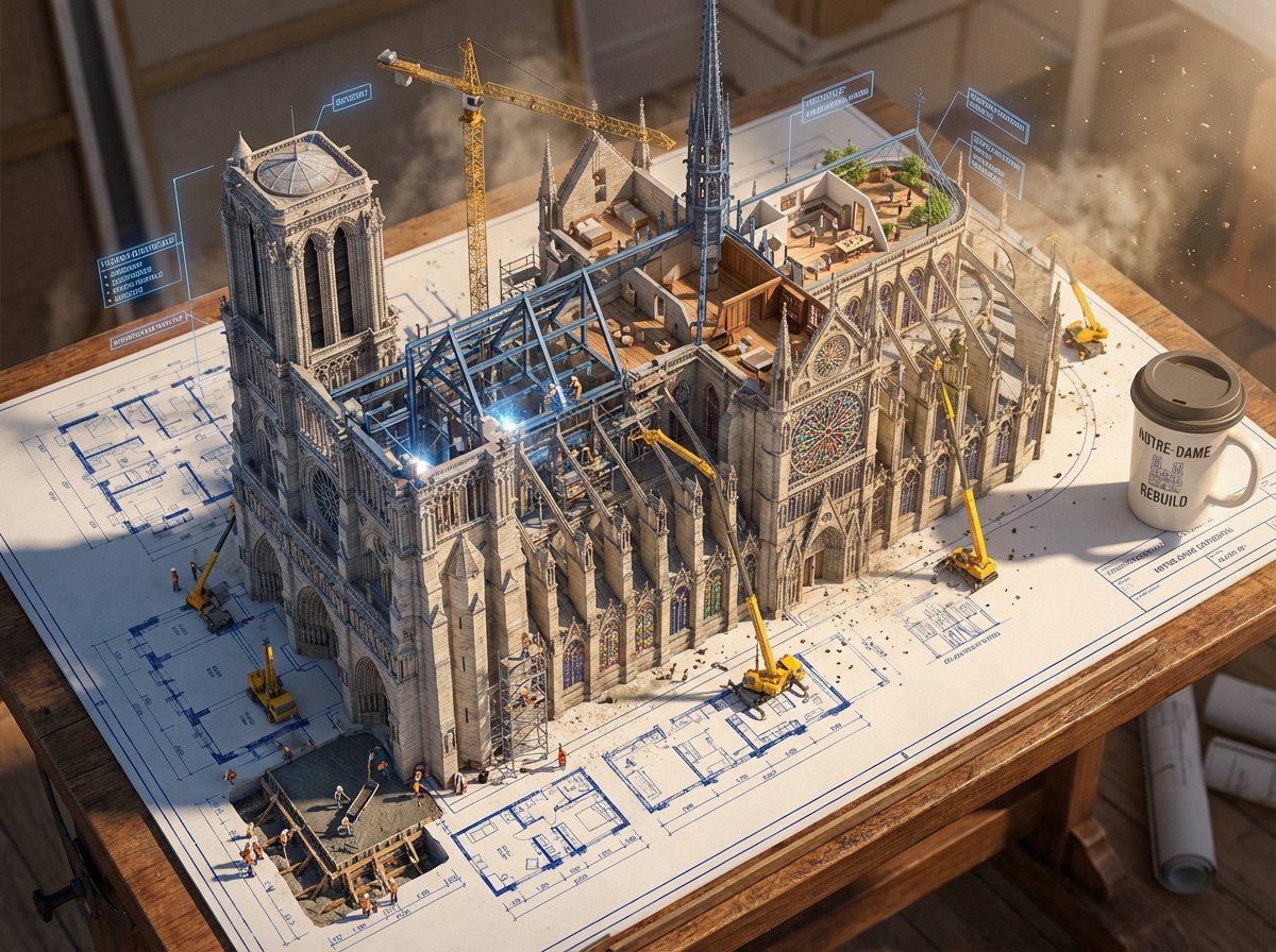 Epic 3D Architectural Blueprint Awakening Scene 2