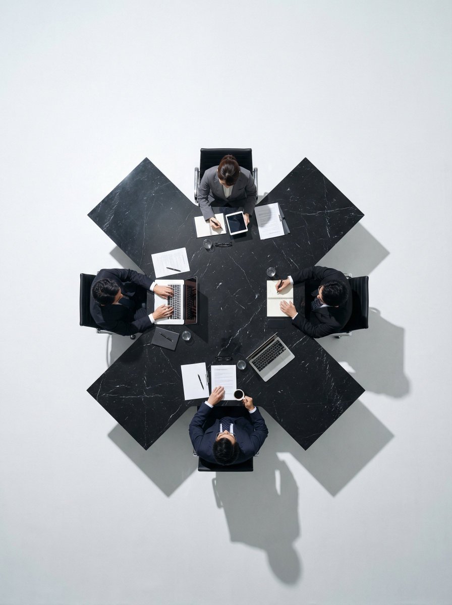 Ultra-Realistic Top-Down Flat Lay Photo of a Custom Conference Table 2