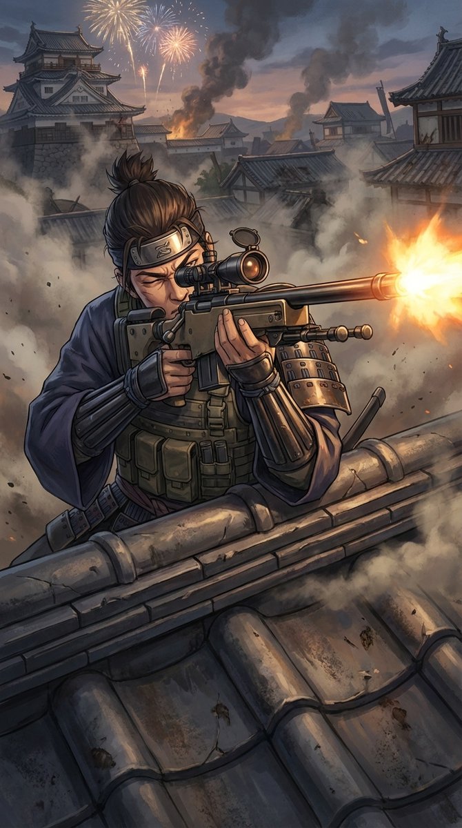 Samurai Sniper Dynamic Battle Scene Prompt 1