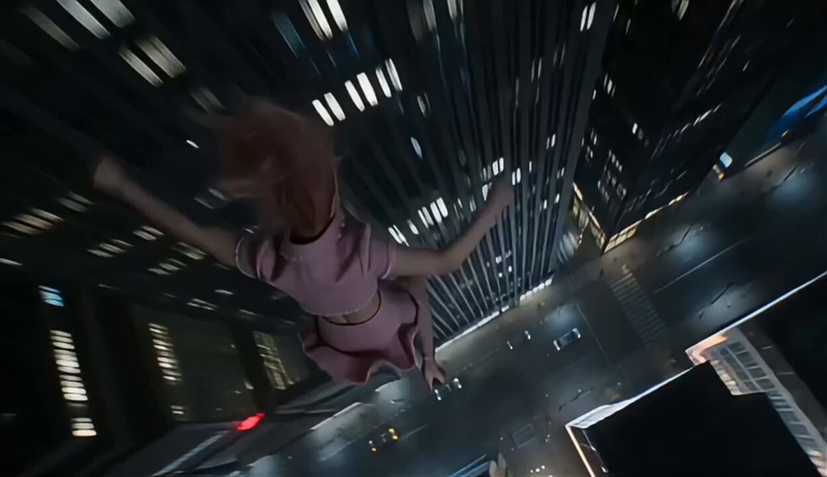 Anime Girl Falling Through Skyscraper Prompt
