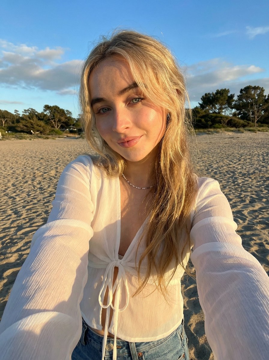 Golden Hour Beach Selfie Prompt 3