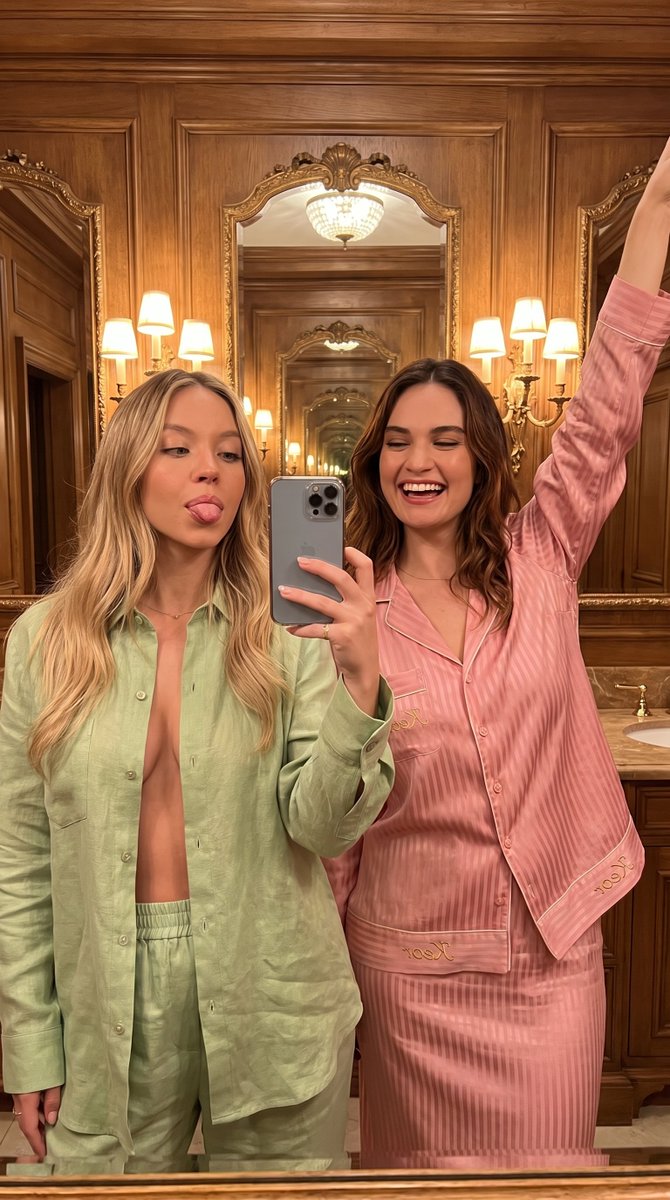 Photorealistic Mirror Selfie of Two Women 1
