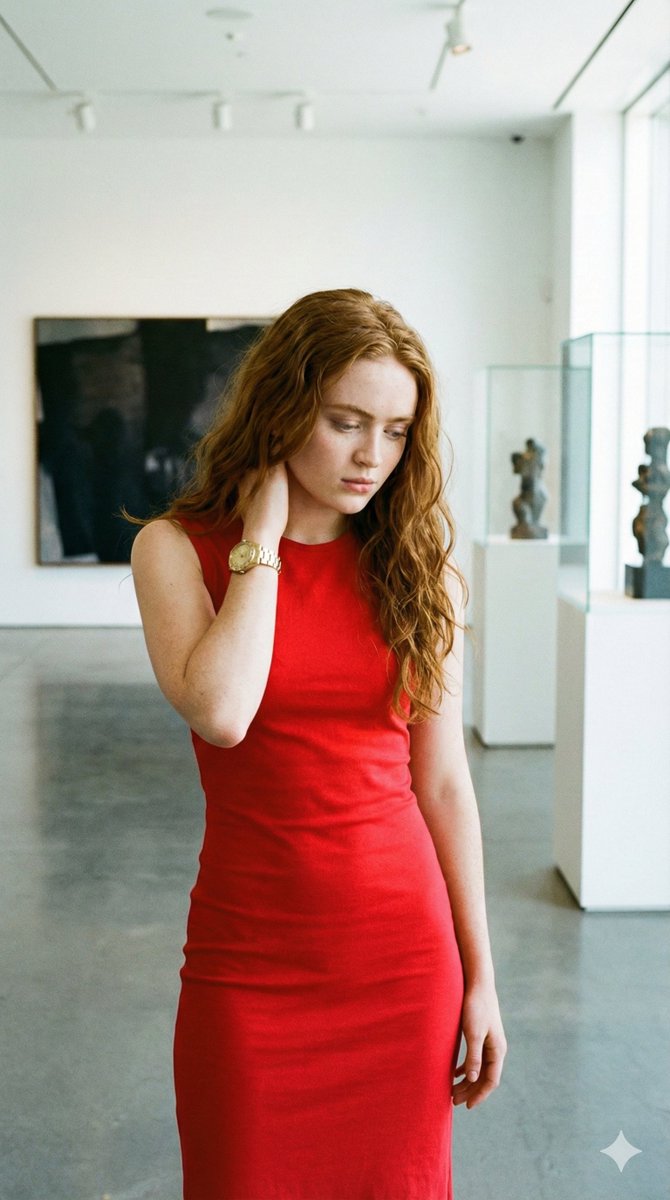 4K Candid Portrait of Sadie Sink in Red Dress Prompt 3