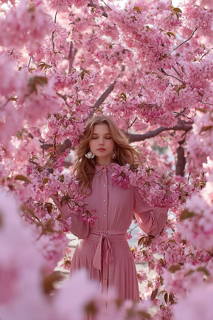 Dreamy Cinematic Portrait under Cherry Blossoms 1