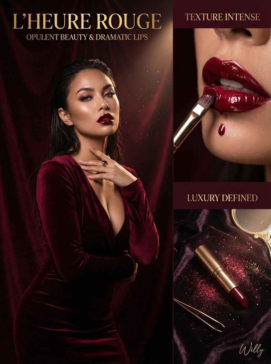 Asymmetrical Dark Luxury Beauty Editorial Spread 1