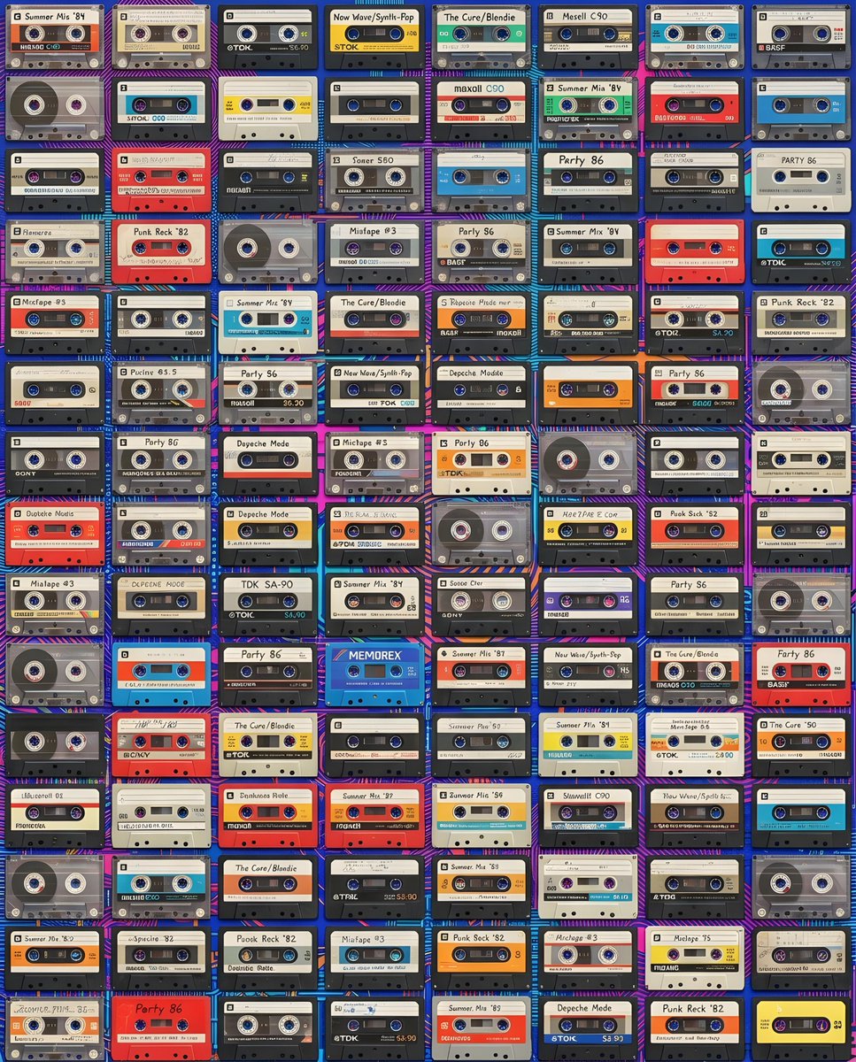 Vintage Cassette Tape Grid 1