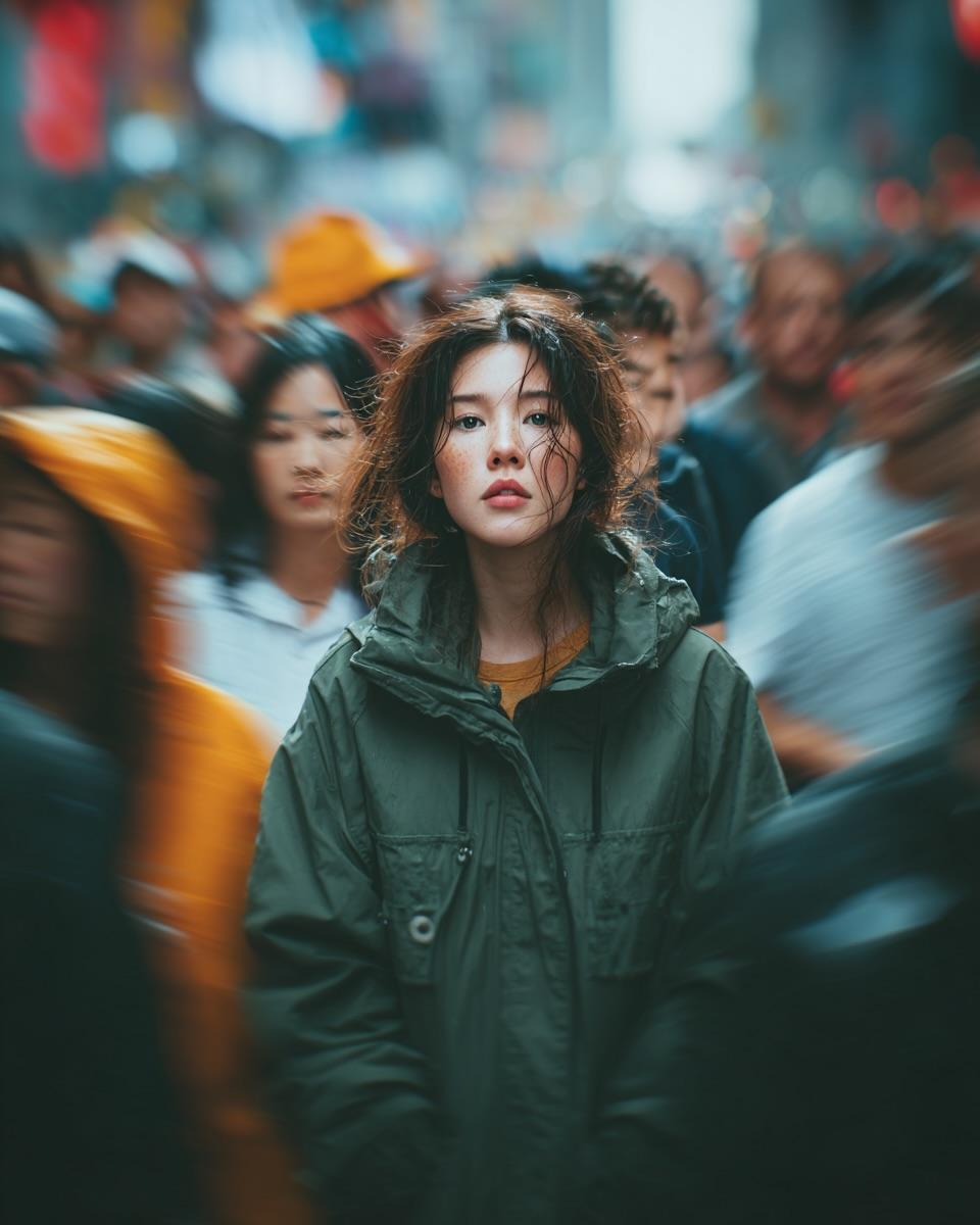 Candid Street Portrait with Motion Blur 1