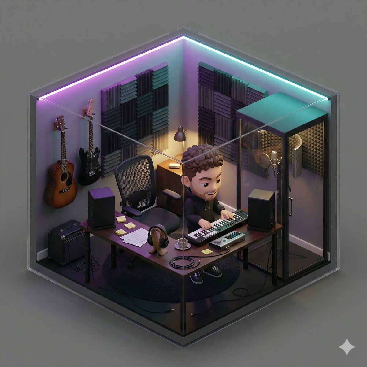 Isometric 3D Miniature Room with Chibi Character 2