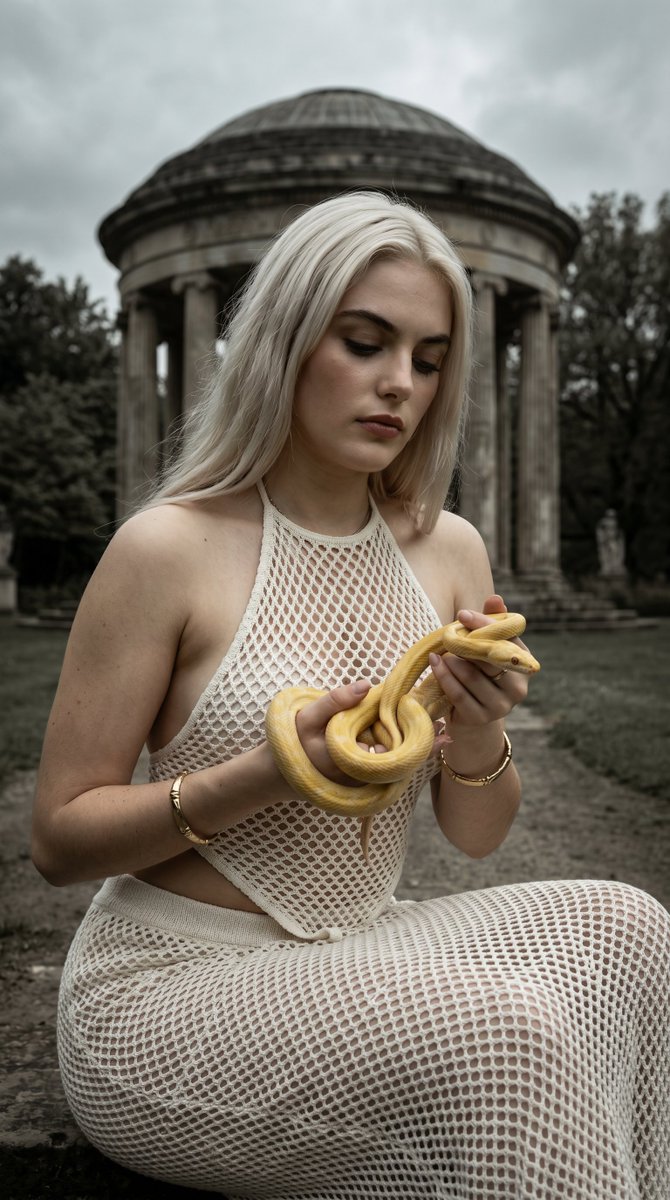 Woman with Platinum Hair and Snake 3