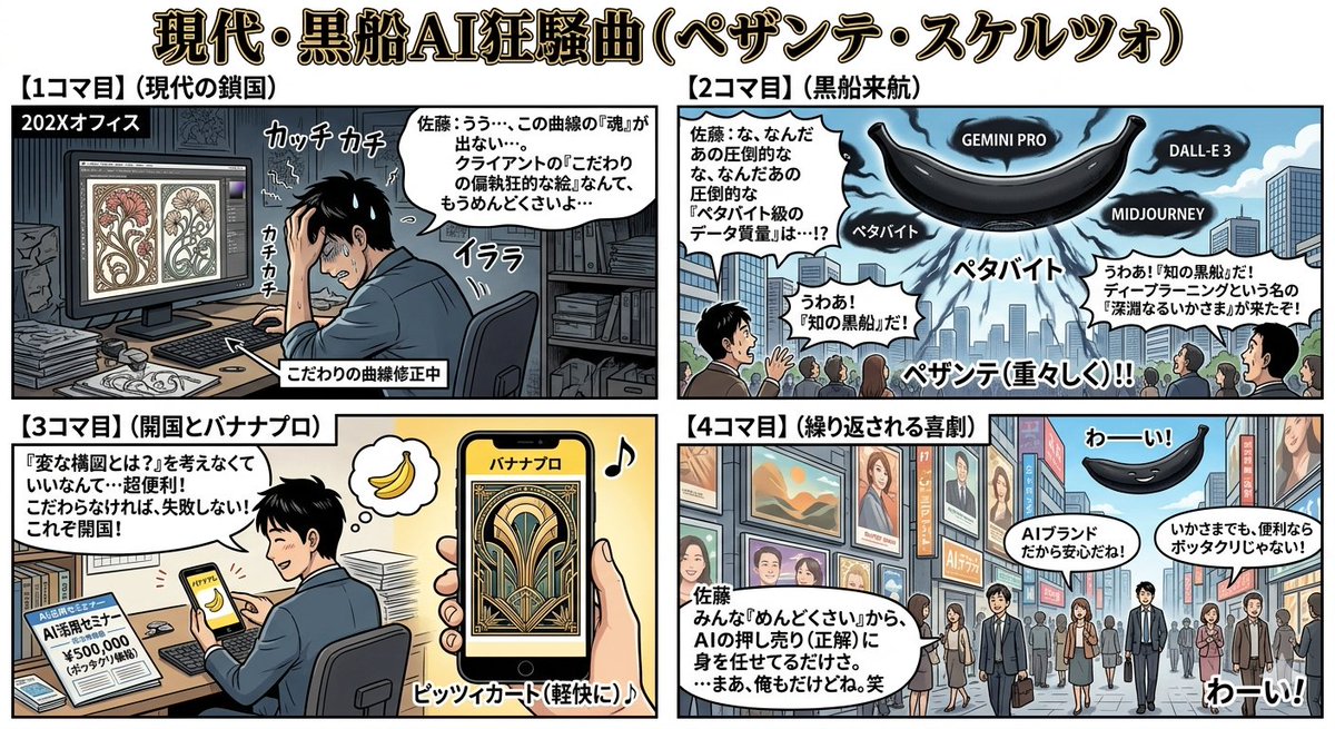 Four-Panel Manga Generation: Modern Black Ship AI Rhapsody 1