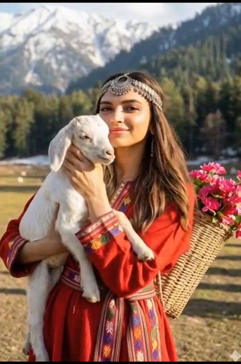 Cinematic Portrait of Kashmiri Woman with Baby Goat 2