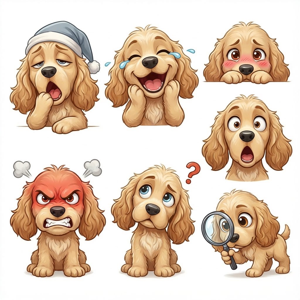 Kid-Friendly Emotion Illustrations (Cartoon Dog) 1