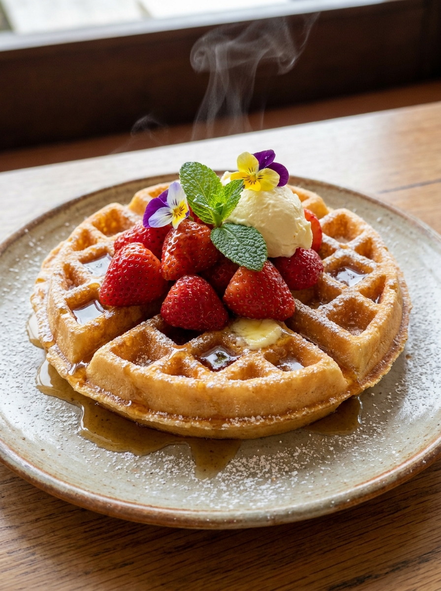 Appetizing Strawberry Waffle Photography 3