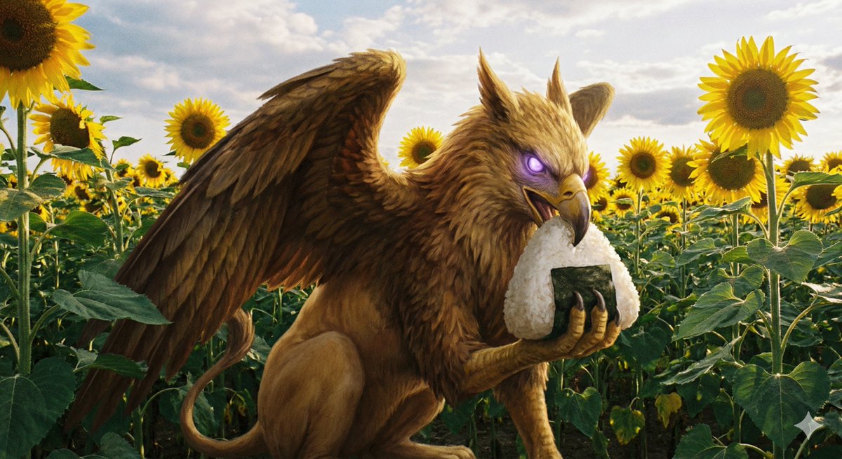 Rice Ball Gryphon in Sunflower Field 1