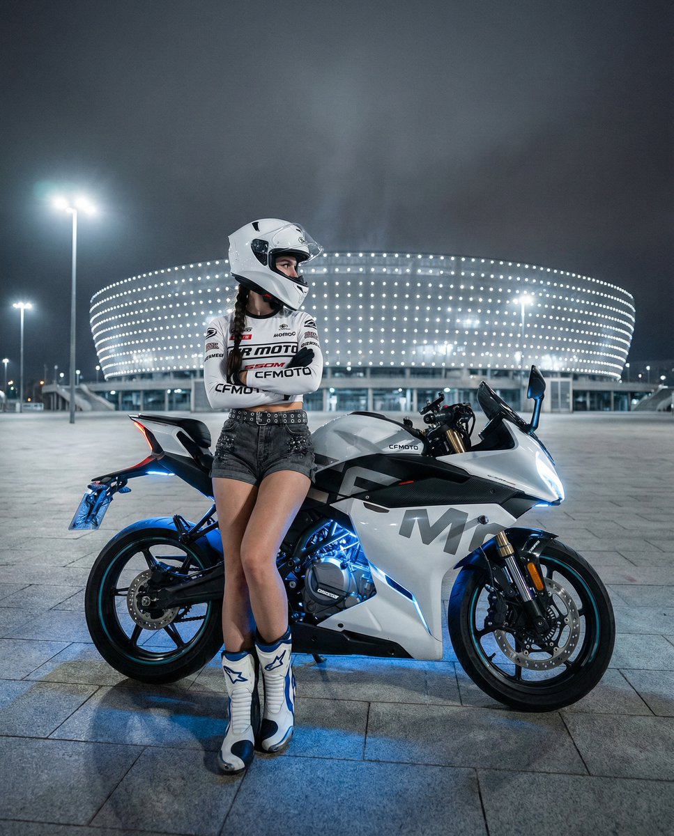 Nighttime Sportbike Rider Portrait 1