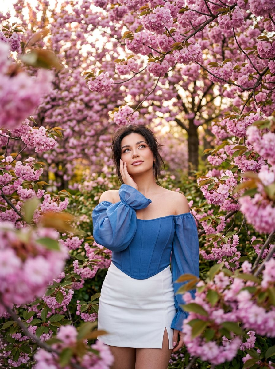 Woman among Pink Flowers 2