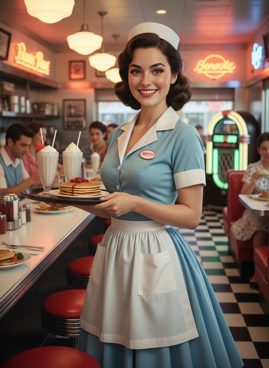 1950s American Diner Waitress 1