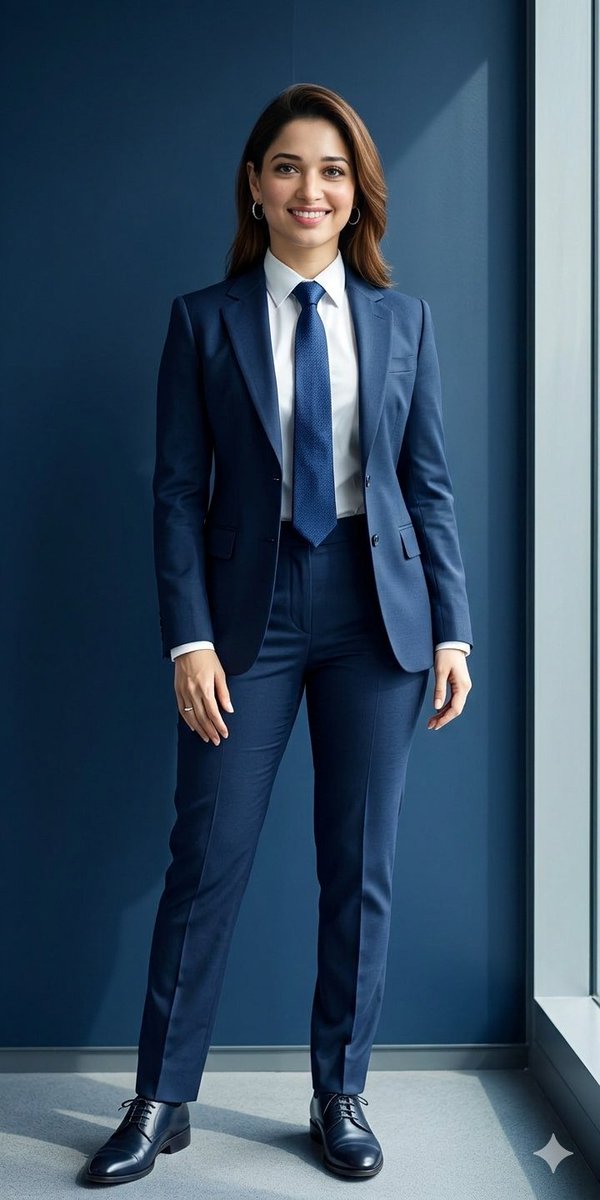Business Woman in Navy Suit Portrait 2
