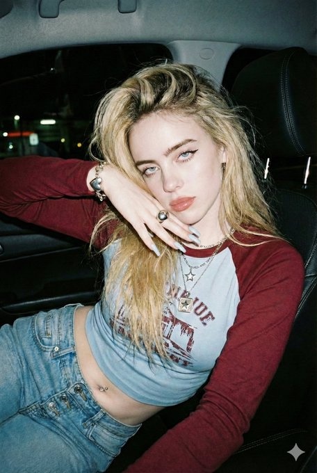 Y2K Flash Photography Portrait in a Car 1