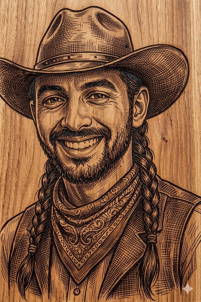 Western Outlaw Woodburning Pyrography Prompt 2