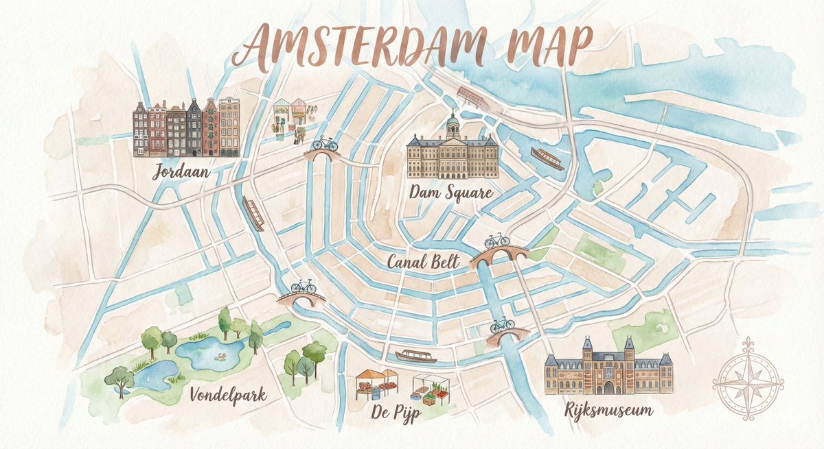 Watercolor Travel Map Illustration Prompt 4