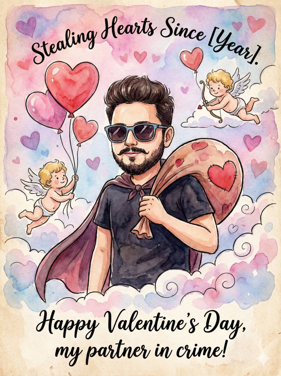 Image Transformation into Watercolor Valentine's Day Card 2