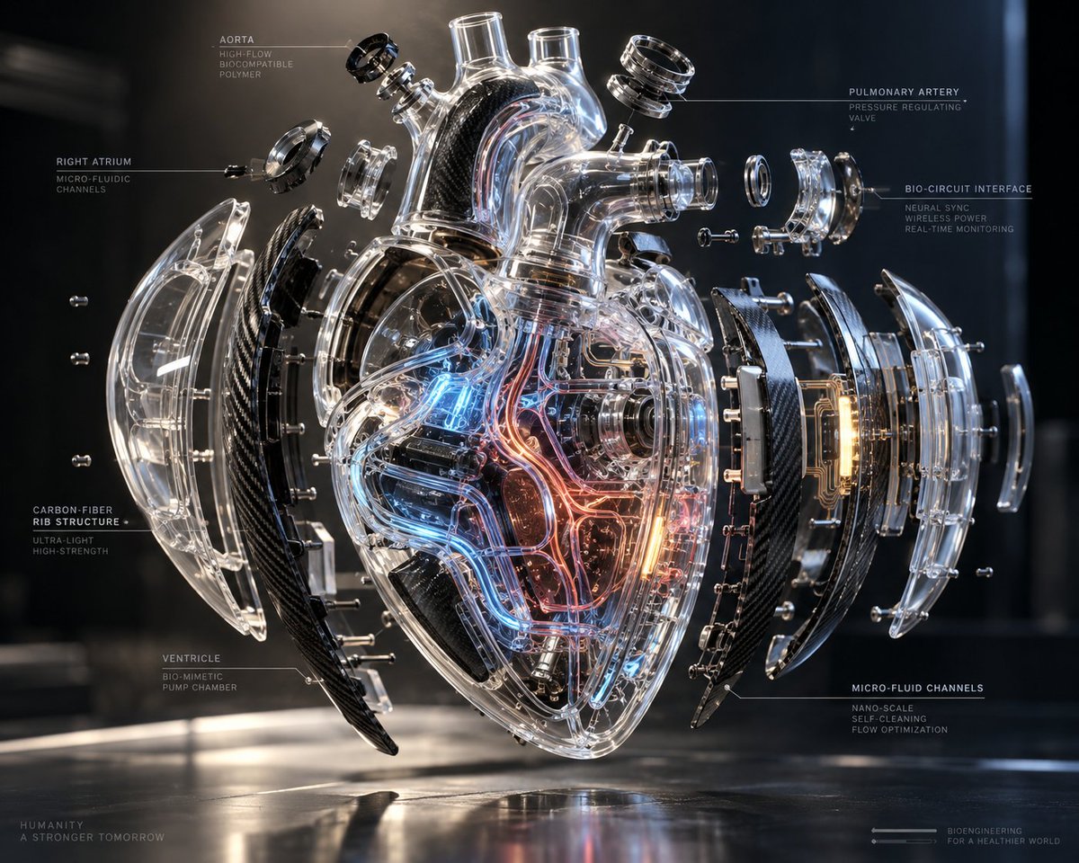 Infographic / Edu Visual - Exploded Transparent Artificial Heart