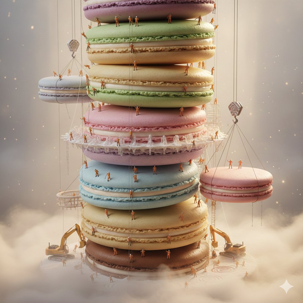 Surreal Cinematic Macaron Megastructure Video Prompt 1