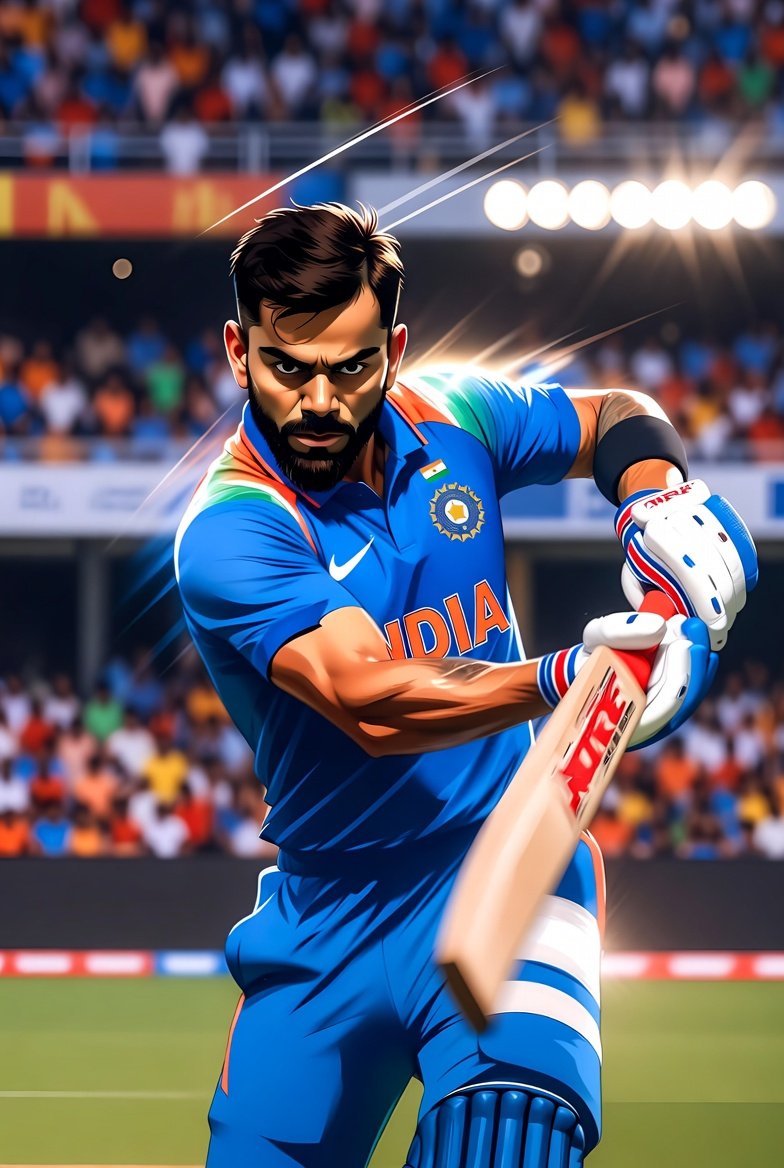 Virat Kohli Nano-Style Cricket Cartoon 1