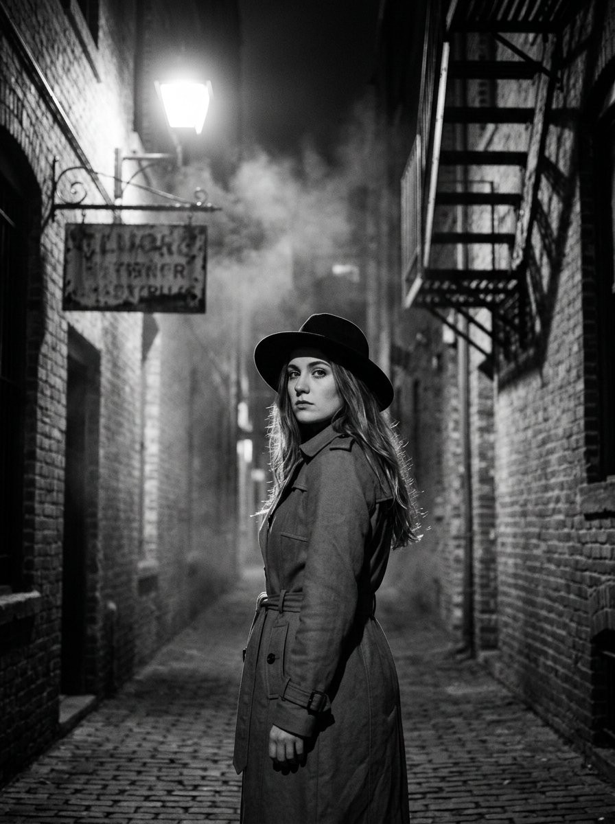 Noir Alleyway Cinematic Portrait 1