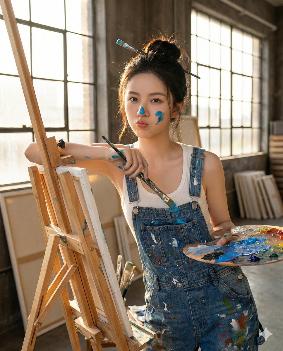 Hyper-Realistic Portrait of a Pouting Oil Painting Artist 1